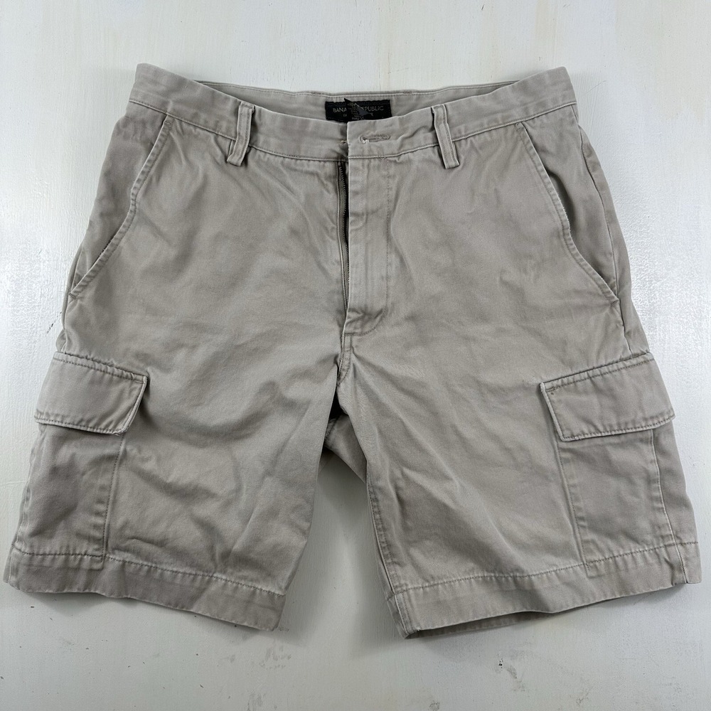 VTG Banana Republic‎ Mens 34 Army Cargo Shorts Beige Canvas Skater Y2K Military